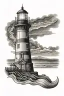 lighthouse shining tattoo design idea