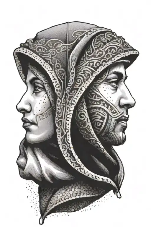 Hooded Face antifacist  tattoo design idea