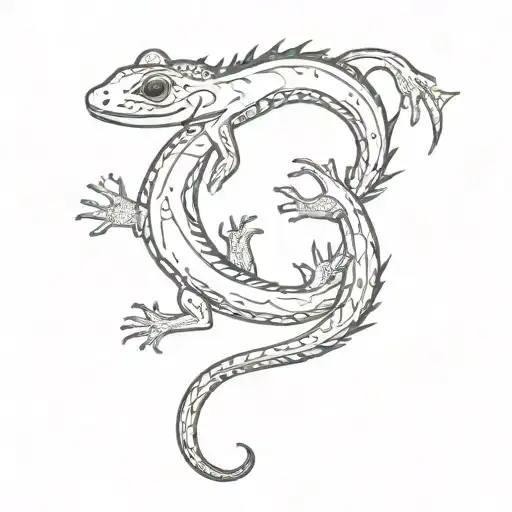 Combine the elegance of dance with the mystique of a salamander in a blackwork tattoo design tattoo design idea