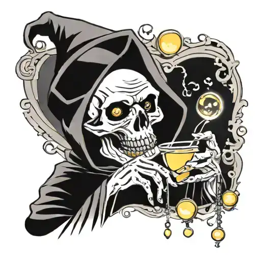 Grim Reaper blowing bubbles tattoo design idea