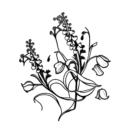 Minimalist "One Lily Of The Valley, One Hawthorn,..." Tattoo Idea BlackInk AI