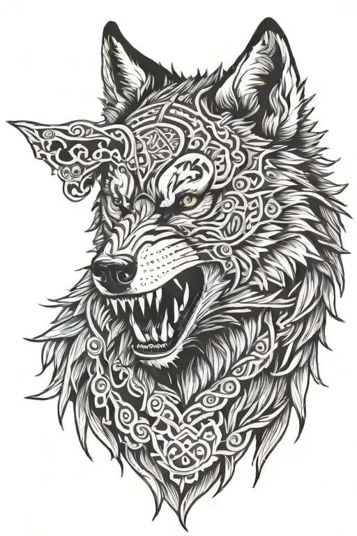 Wolf warrior tattoo design idea
