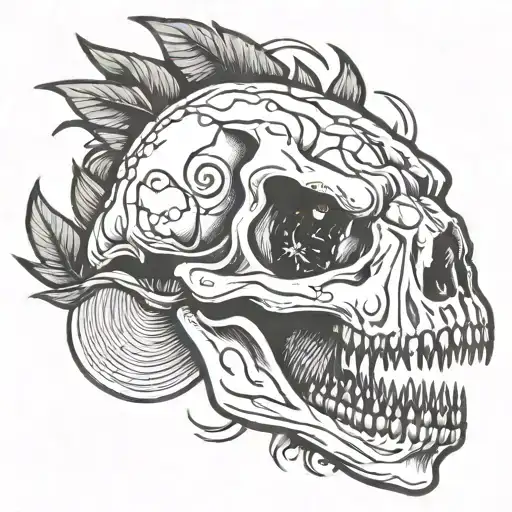 dinosaur skull tattoo design idea