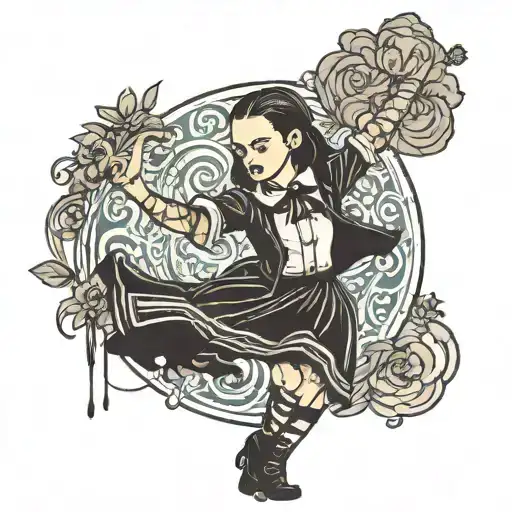 wednesday addams dancing tattoo design idea