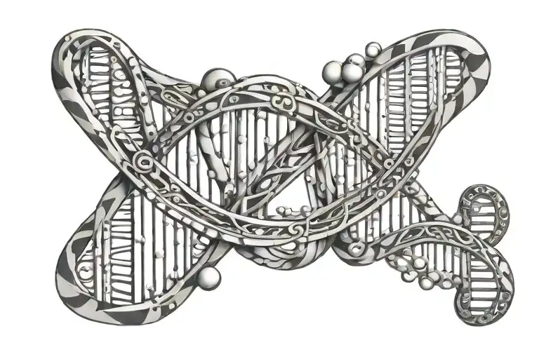 DNA double helix connecting atoms tattoo design idea