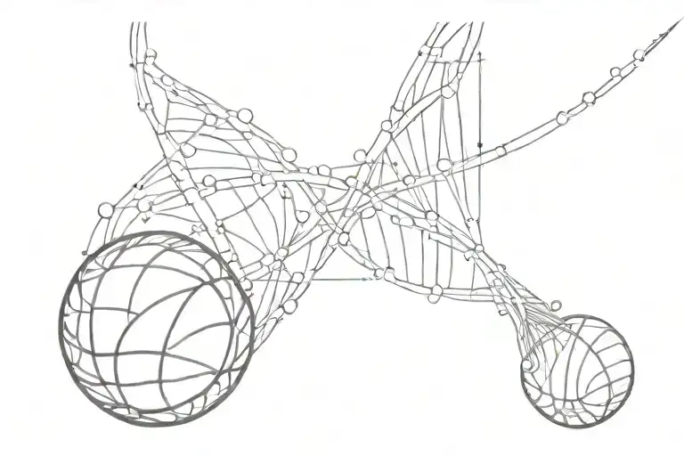 DNA double helix connecting atoms forming a basketball  tattoo design idea