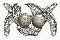 DNA double helix connecting atoms forming a basketball  tattoo design idea