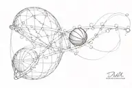 DNA double helix connecting atoms forming a basketball  tattoo design idea