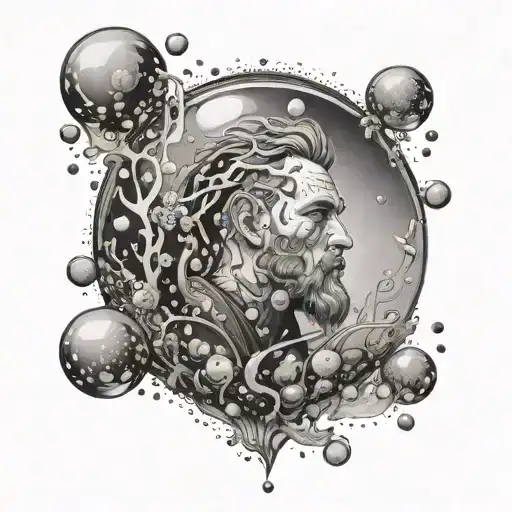 man inside bubble protect by leo and dragon tattoo design idea