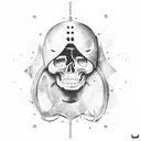 Create a tattoo design featuring a Anne Bonny character with a motoryacht tattoo design idea