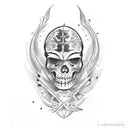 Create a tattoo design featuring a Anne Bonny character with a motoryacht tattoo design idea