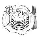 A plate with a fork and knife next to a stack of pancakes tattoo design idea