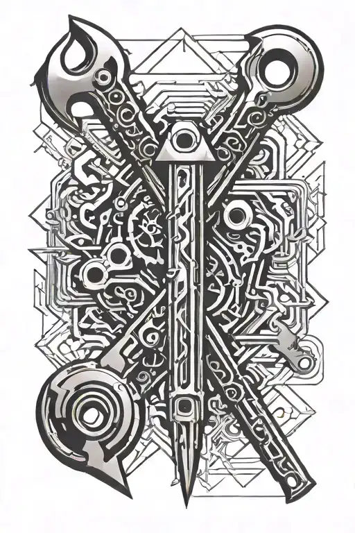 wrench crossed tattoo design idea