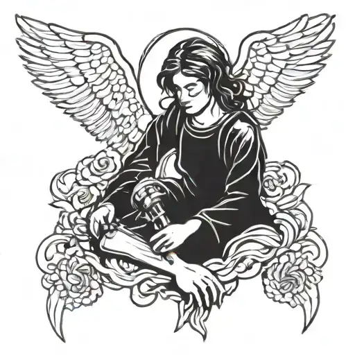 welding angel tattoo design idea