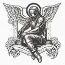 welding angel tattoo design idea