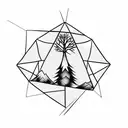 upside down triangle with tree emerging tattoo design idea