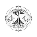 upside down triangle with tree emerging tattoo design idea