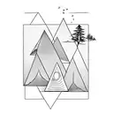 upside down triangle with tree emerging tattoo design idea