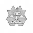 upside down triangle with tree emerging tattoo design idea
