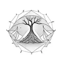 upside down triangle with tree emerging tattoo design idea