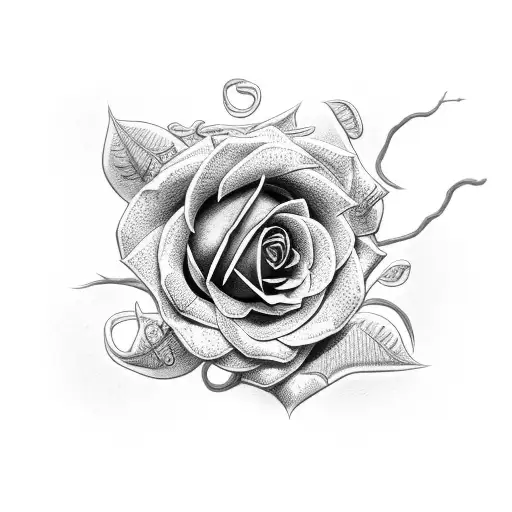rose with vines with a snake tattoo design idea
