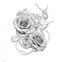 rose with vines with a snake tattoo design idea