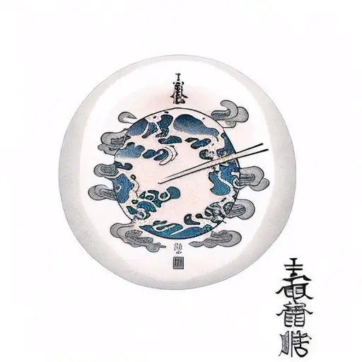 A hand holding a set of chopsticks, which are being used to grab the earth from a bowl of planets. tattoo design idea