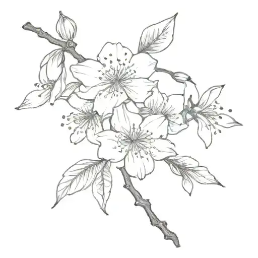 cherry blossoms and death lilys tattoo design idea