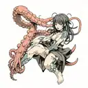 nude anime girl getting dominated by an octopus wrapped tattoo design idea