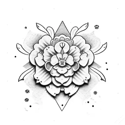 love chemical symbol with carnation flower tattoo design idea