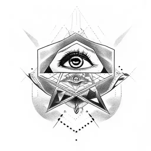 Illuminati hands eye tattoo design idea