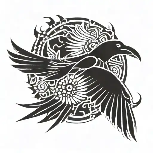 crow flying tattoo design idea