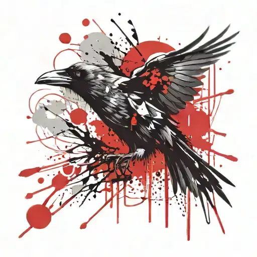 crow flying tattoo design idea