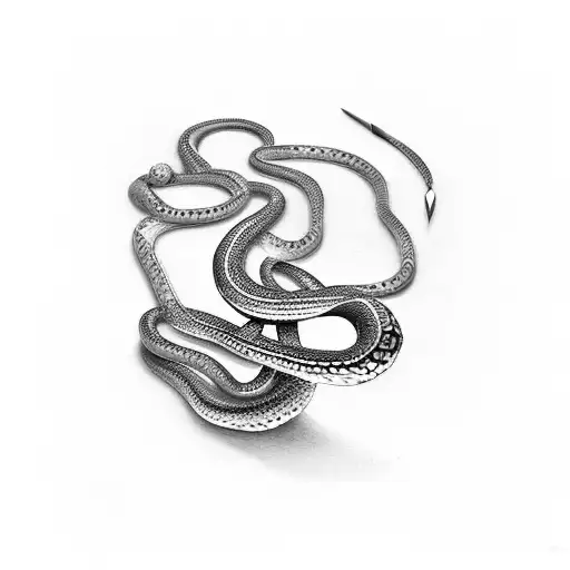 A snake intertwining with a sword, with rubies and looks like a necklace without the necklace tattoo design idea