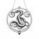 A snake intertwining with a sword, with rubies and looks like a necklace without the necklace tattoo design idea