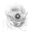 crie um desenho de isis com florese uma lua  tattoo design idea