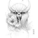 crie um desenho de isis com florese uma lua  tattoo design idea