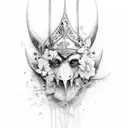 crie um desenho de isis com florese uma lua  tattoo design idea