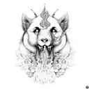 crie um desenho de isis com florese uma lua  tattoo design idea