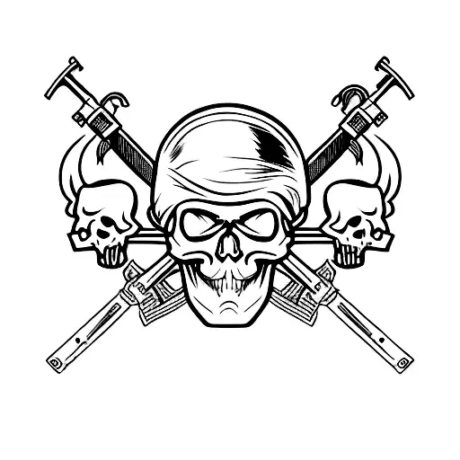 pirate Skull and guns  tattoo design idea