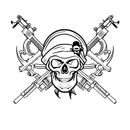 pirate Skull and guns  tattoo design idea