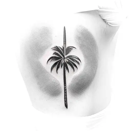 palm tree in tricep tattoo design idea