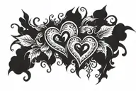 flash sheet of a tramp stamp heart tattoo, gothic design, Cyber cigilism tattoo design idea