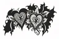 flash sheet of a tramp stamp heart tattoo, gothic design, Cyber cigilism tattoo design idea