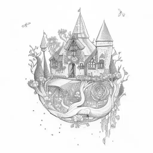 books with a secret garden, a little princess, the cronicals of Narnia and Alice in wonderland  tattoo design idea