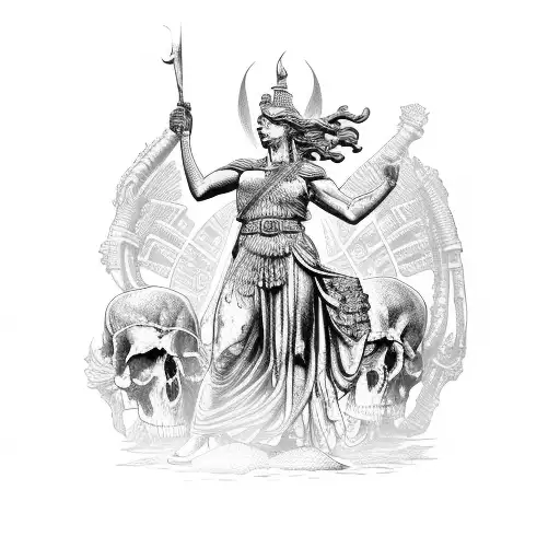 Britannia statue on a pile of skulls tattoo design idea