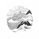 A dotwork tattoo of a mountain range with a winding road leading to Phuket, representing the client's love for traveling and mountains tattoo design idea