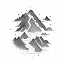 A dotwork tattoo of a mountain range with a winding road leading to Phuket, representing the client's love for traveling and mountains tattoo design idea