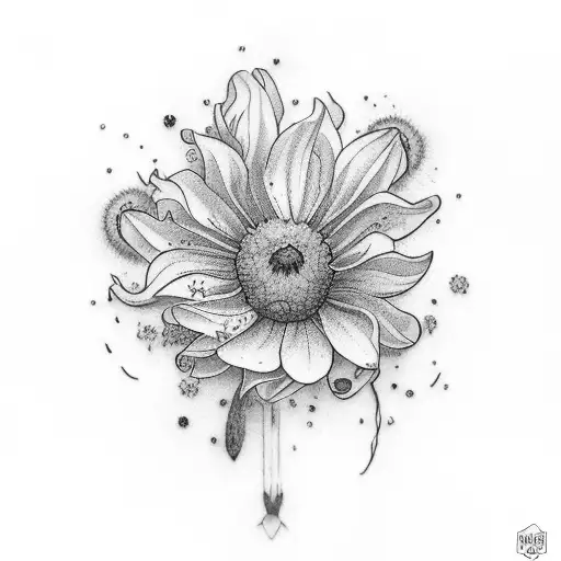 bluebonnet, violet, sunflower, and daisy tattoo design idea