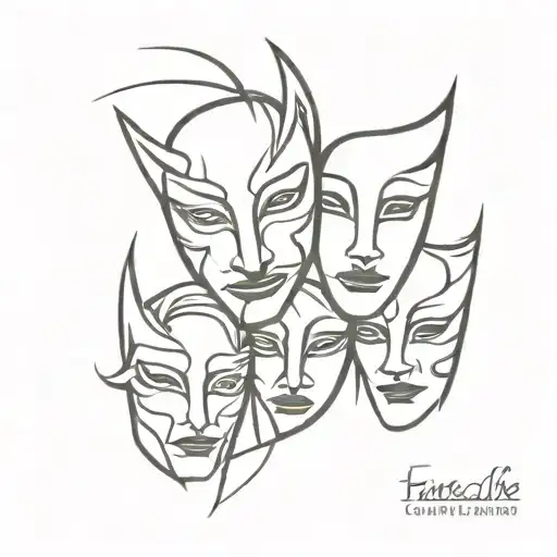 drama mask faces tattoo design idea